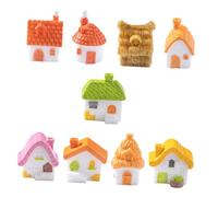 ZUNOXAZ 9 Piezas Miniatura Casa de Campo Resina con Techo de Figuras para Jardines de Hadas Micro Paisajes Bonsáis y Terrarios Decoración Rústica Detallada