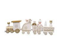 ZUNOXAZ Adorno de Tren Navideño de Madera con Cuatro Vagones Decoración de Escritorio para Navidad Diseño de Dibujos Animados Duradero para Casa y Regalo Festivo