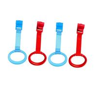 ZUNOXAZ Anillas para Cuna de Ñiño y Parque para Niño Pequeño, 4 Piezas de Plástico en Azul y Rojo, Anillos de Tracción para Manos y Pies, Accesorio de Apoyo para Aprendizaje de Pie