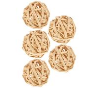 ZUNOXAZ Bolas de Ratán Huecas Decorativas de 5 CM 5 Piezas Hechas a Mano Mimbre Natural Color Rústico Ideales para Decoración de Fiestas Manualidades y Adornos Hogar