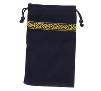 ZUNOXAZ Bolsa de Almacenamiento de Cartas del Tarot para Tarotistas Pequeña Terciopelo Azul Marino Cordón Bordado para Protección y Uso en Juegos de Mesa