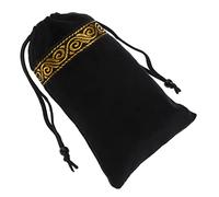 ZUNOXAZ Bolsa de Terciopelo para Cartas de Tarot Bordada Negra, Juego de 1 Bolsa Cordón Ajustable, Organizador Compacto para Almacenamiento en Hogar y Viajes, Adecuado para Aficionados