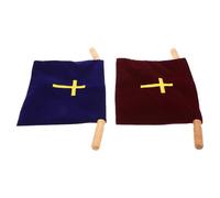 ZUNOXAZ Bolsa para Ofrendas de Terciopelo 25 CM con Asas de Madera Juego 2 Unidades Rojo y Azul para Ceremonias Religiosas Comuniones y Colectas Iglesia
