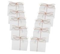 ZUNOXAZ Cajas de Obsequio Cuadradas de Papel Blanco con Etiquetas y Cuerda de Cáñamo, 10 Piezas para Cumpleaños y Fiestas