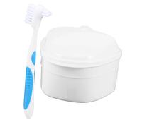 ZUNOXAZ Cepillo Para Postizas Con Estuche De Caja Para Prótesis Recipiente Para Remojo De Postizas Con Colador Para Limpieza Ferula Dental Baño
