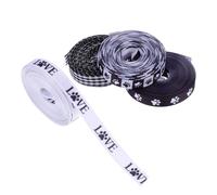 ZUNOXAZ Cinta de Satén Poliéster Estampado de Huellas de Patas Blancas y Negras 10 MM 4 Rollos de 45 M para Envoltorios y Decoración de Fiestas Hechas a Mano para Amantes de Mascotas