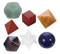ZUNOXAZ Conjunto de 7 Cristales de Chakra Naturales con Figuras Geométricas Sagradas para Meditación y Sanación con Cristal en Forma de Estrella Merkaba