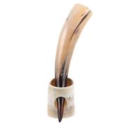 ZUNOXAZ Copa de Cuerno de Buey Antiguo Estilo Vikingo con Capacidad de 380 Ml, Diseño Tradicional y Acabado Natural, Adecuado para Beber Hidromiel y Cerveza