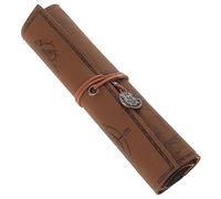 ZUNOXAZ Estuche de Lápices Enrollable Vintage de Lona y Cuero con de del Tesoro Gran Capacidad y Cierre Plegable para Escuela Oficina y