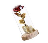 ZUNOXAZ Flor Artificial de con Luz LED de Vidrio Decorativa para Navidad y Día del Amor Adorno Romántico para Hogar y Regalo de Cumpleaños