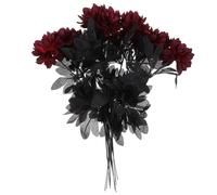 ZUNOXAZ Flores Artificiales Decorativas de Tela Simulación Roja Oscura 10 Piezas para Decoración del Hogar, Bodas y Fiestas, Accesorio Floral Duradero para Sala y Porche