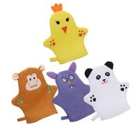 ZUNOXAZ Guantes Exfoliantes Corporales de Poliéster para Niños Dibujos Animados, 4 Piezas Duraderos Rico Espumado para Manoplas de Baño Ñiño y Artículos de Baño para Niño Niña