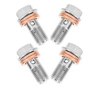 ZUNOXAZ Juego de 4 Tornillos de Purga de Freno para Motocicleta M10x1.00mm con Arandela, Tornillos de Drenaje Hidráulicos Resistentes Corrosión, Válvula para Mantenimiento y