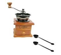 ZUNOXAZ Manual de Café de Madera de Haya con Manivela para Cocina Compacto y Portátil Incluye Cucharas para Granos Diseño Vintage para del Café