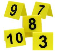 ZUNOXAZ Marcadores de Mesa Acrílicos Reutilizables 10 Piezas Números de Mesa Doble Cara 55X63 CM Color Amarillo Números Negros Accesorios para Restaurante y Eventos Señalización