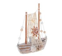 ZUNOXAZ Miniatura Barco de Madera Decoración Náutica con Timón de Rústico Vintage para Fiesta Temática Marina y Decoración Hogar
