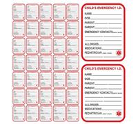 ZUNOXAZ Pegatinas Adhesivas de Información Médica de Emergencia Rojas para Asiento de Coche Infantil 50 Unidades 101 X 76 CM Etiquetas para Medicamentos y Guardería Identificación
