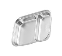 ZUNOXAZ Plato Dividido de Acero Inoxidable Bandeja para Comida con Dos Compartimentos Diseño Independiente para Porciones Saludables Resistente y Práctico para Uso Diario