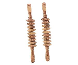 ZUNOXAZ Rodillo Muscular de Madera 2piezas para Masaje Relajante y Refinamiento Metabólico en Espalda y Cuello, Herramienta Multifuncional para Eliminar Tensiones