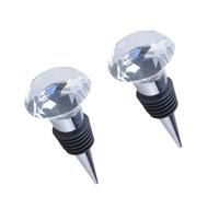 ZUNOXAZ Tapón de Vino de Cristal en Forma de Diamante Dorado, Sellador Metálico y Silicona para Mantener Frescura, Adecuado para Cenas y Eventos, Pack de 2 Piezas