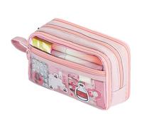 ZUNTSUTOCK BOLSA TRANSPARENT MAQUILLO - ZIPPER PENCIL POUCH, PENCILS GRAN CAPITAL | Protectores de Campo para Lápices para Oficina Escolar, Rosa, se beskrivning, Unisex adulto