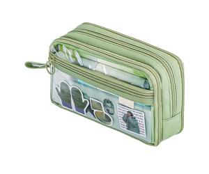 ZUNTSUTOCK BOLSA TRANSPARENT MAQUILLO - ZIPPER PENCIL POUCH, PENCILS GRAN CAPITAL | Protectores de Campo para Lápices para Oficina Escolar, Verde, se beskrivning, Unisex adulto