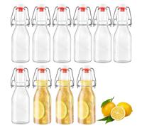 ZUNXUNRO 10 Botella Cristal 250ml con Tapón Hermético, Botella Cristal Reutilizable, Botellas de Vidrio para Zumo para Bebidas, Cerveza, Aceite, Zumo, Agua, Aceites, Condimentos y Bebidas Caseras