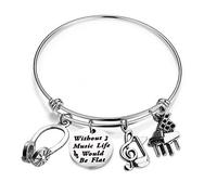 Zuo Bao Pulsera de música sin música Life Would Be Flat Music Note Charm Pulsera para amantes de la música, regalo de joyería, talla única, Metal
