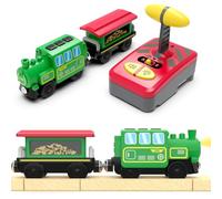 Zuoan Accesorios para Trenes de Madera, Tren Locomotora con batería, Tren teledirigido para Kit de carriles, vehículos de Motor de Alto Rendimiento, Apto para Sistemas ferroviarios de Todas Las