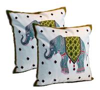 ZUODU Juego de 2 fundas de cojín bordadas con diseño de pareja de elefantes azules, funda de cojín de Navidad, funda de almohada cuadrada, 45 x 45 cm (color 3#)
