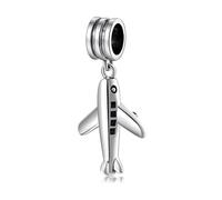 ZUOHUI Abalorio de avión oxidado de plata de ley S925 for mujer, for pulseras Pandora, fabricación de joyas DIY, cuenta de avión minimalista de viaje