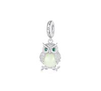 ZUOHUI Abalorio de búho chapado en platino que brilla en la oscuridad for hacer joyas de mujer, cuenta de piedra brillante nocturna for pulseras compatibles con Pandora, recuerdo de cumpleaños DIY