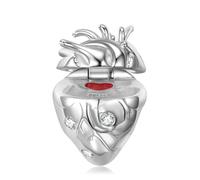 ZUOHUI Abalorio de corazón anatómico de plata de ley S925 for mujer for pulseras Pandora, fabricación de joyas DIY, cuenta de amor realista médica gótica