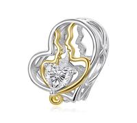 ZUOHUI Abalorio de corazón de plata de ley S925 - Regalo de San Valentín for ella, for hacer joyas tú mismo, compatible con pulseras Pandora (orificio de 4,5 mm)