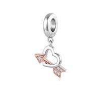 ZUOHUI Abalorio de flecha de corazón de plata de ley S925 for mujer for hacer joyas DIY - Cuenta de amor de Cupido for pulseras Pandora Cumpleaños de San Valentín