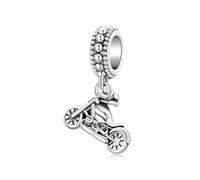 ZUOHUI Abalorio de moto estilo plata de ley for mujer - Cuenta de bricolaje chapada en platino que se adapta a pulseras Pandora Biagi - Regalo con colgante de bicicleta genial for ella(YIC137)