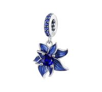 ZUOHUI Abalorio de Plata de Ley 925 con Loto Azul for Hacer Joyas de Bricolaje, Colgante Floral for Mujer, Regalo for Pulsera, Collar, Llavero (2,1 cm)