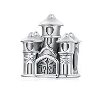 ZUOHUI Abalorio de plata de ley con diseño de castillo vintage | Plata de ley 925 con sello | Fabricación de joyas de bricolaje | Compatible con Pandora | Regalo for ella (esposa, madre, hija)