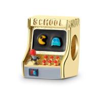 ZUOHUI Abalorio de plata de ley S925 chapado en oro Pac-Man Arcade Game for pulseras Pandora, fabricación de joyas personalizadas, cuentas retro de jugador de 8 bits