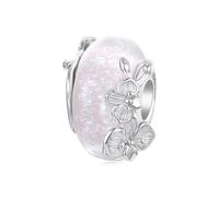 ZUOHUI Abalorio de plata de ley S925 con cuentas de cristal de orquídea rosa for hacer joyas DIY, regalo for ella, compatible con pulseras Pandora, Troll y europeas