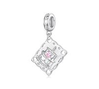 ZUOHUI Abalorio de plata de ley S925 con diseño de tarta de cumpleaños, 2,7 x 1,6 cm, joyería de bricolaje for mujer, compatible con Pandora, Troll y pulseras europeas, esposa, madre, hija