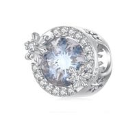 ZUOHUI Abalorio de plata de ley S925 con forma de copo de nieve for crear joyas DIY - Regalo for ella, esposa, novia, mamá, 1,2 x 1,3 cm