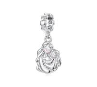 ZUOHUI Abalorio de plata de ley S925 con forma de corazón for mamá, colgante for hacer joyas DIY for mujer, regalo del día de la madre, compatible con pulseras europeas(SCC3299)
