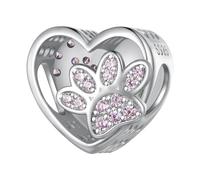 ZUOHUI Abalorio de plata de ley S925 con grabado personalizado, cuenta de recuerdo de mascota for mujer, regalo for ella, compatible con pulseras europeas (agujero de 4,5 mm)(Engraving available)
