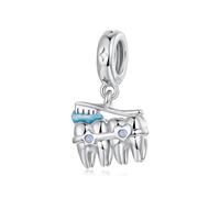ZUOHUI Abalorio de plata de ley S925 for cepillo de dientes for joyería de bricolaje, colgante dental for mujer, se adapta a pulseras europeas, regalo for ella, Navidad, cumpleaños, San Valentín