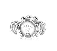 ZUOHUI Abalorio de reloj despertador ruidoso oxidado de plata de ley S925 for mujer, for pulseras Pandora, fabricación de joyas DIY, cuenta de reloj Retro