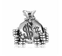 ZUOHUI Abalorio for bolsa de dinero oxidada de plata de ley S925 for mujer, for pulseras Pandora, fabricación de joyas DIY, cuentas ostentosas de Hip Hop