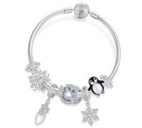 ZUOHUI Abalorios de plata de ley 925 con diseño de mundo de hielo y nieve for pulsera Pandora. Regalo festivo for crear joyas DIY.(19CM-set)