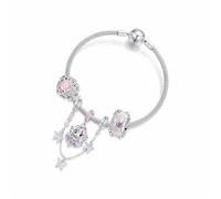 ZUOHUI Abalorios de plata de ley 925 for mujer, estilo dulce rosa, serie Hada de las Flores, for pulsera Pandora. Mariposa, regalo festivo, for crear joyas DIY.(19CM-set)