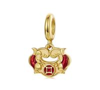 ZUOHUI Abalorios de plata de ley 925 para Año Nuevo: León de la suerte, Candado de la paz, Moneda lingote. Cuentas para pulseras estilo Pandora europeas para mujer.(SCC3255)